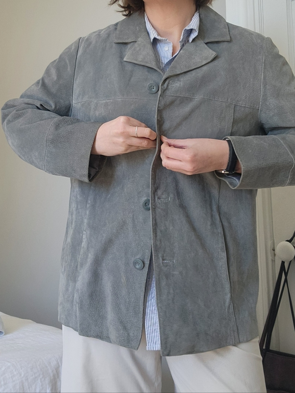 Vintage Greyish Blue Suede Jacket